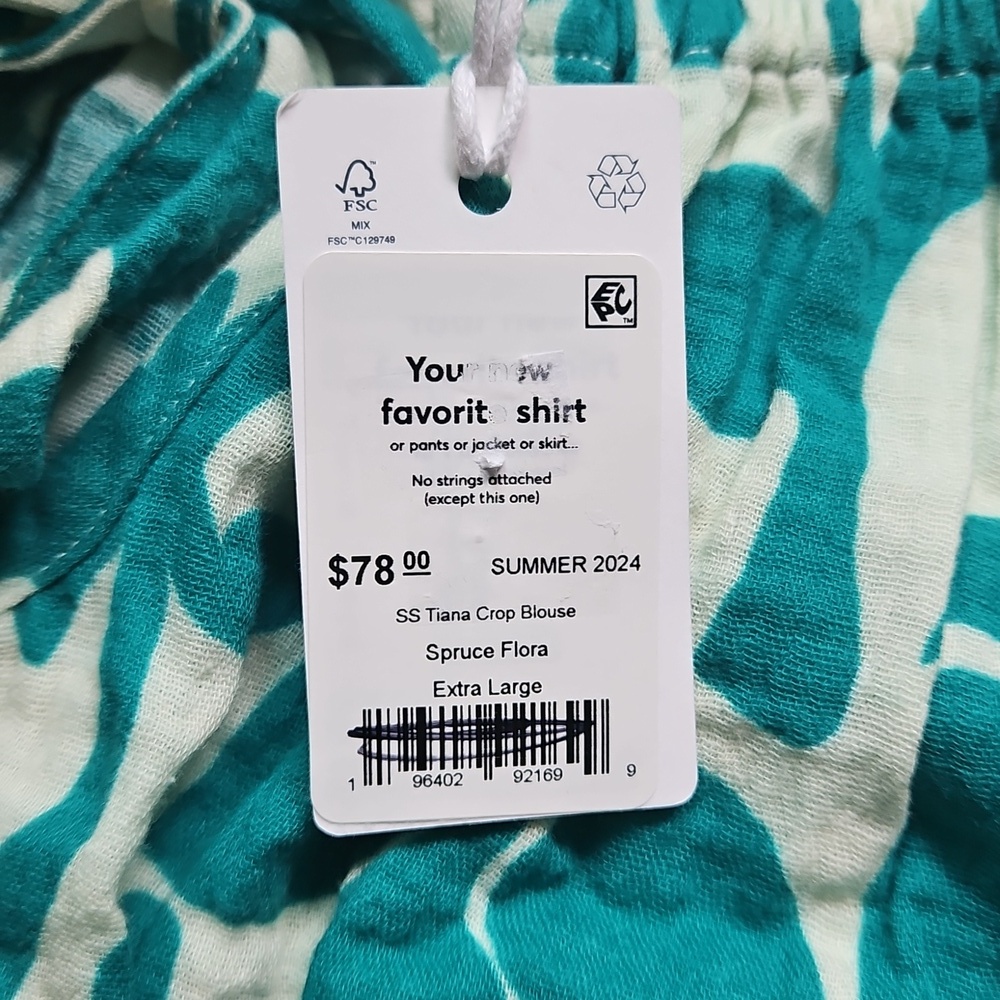 NWT Marine Layer Teal Floral Blouse, Size XL - Picture 3 of 9